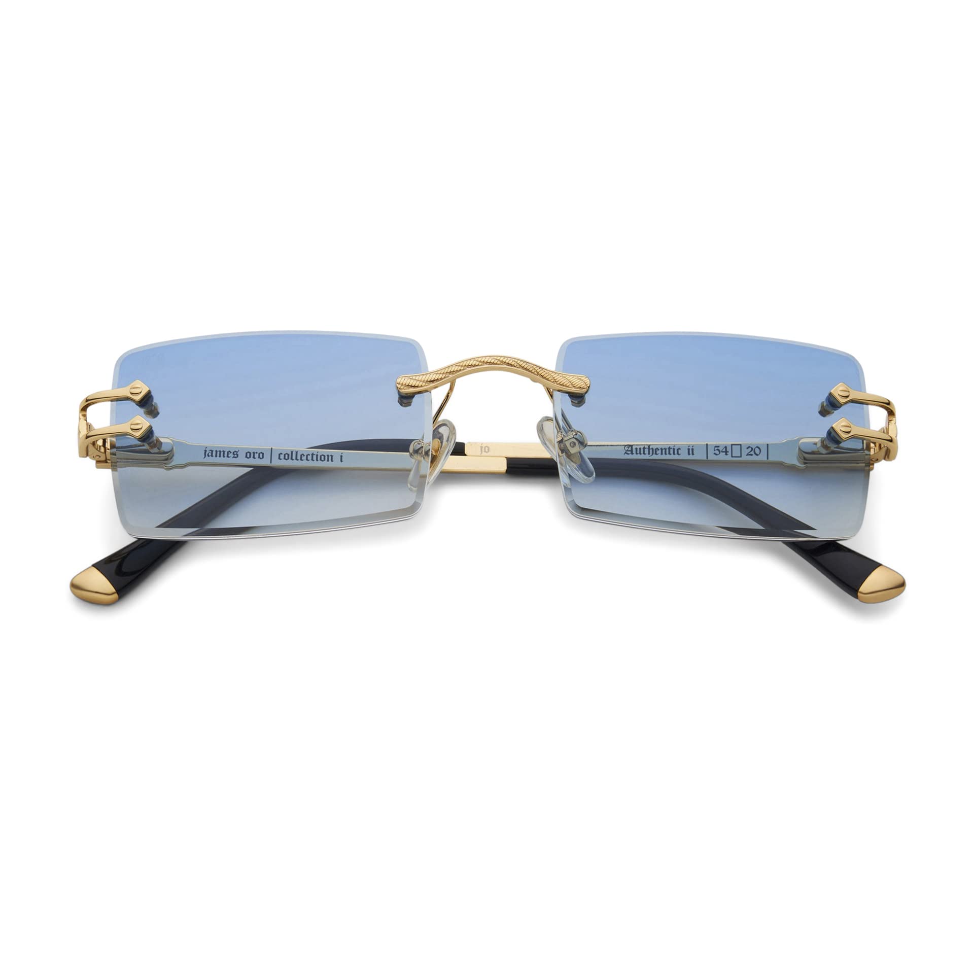 james oro ブルー スクエア　リムレス サングラス ケース付き JAMES ORO Authentic II Sunglasses for Men/Women with UV400